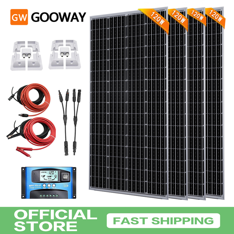 120w Solar Panel Kit 12v With Mounting Brackets Caravan Rv Camper Van  Roof Shed