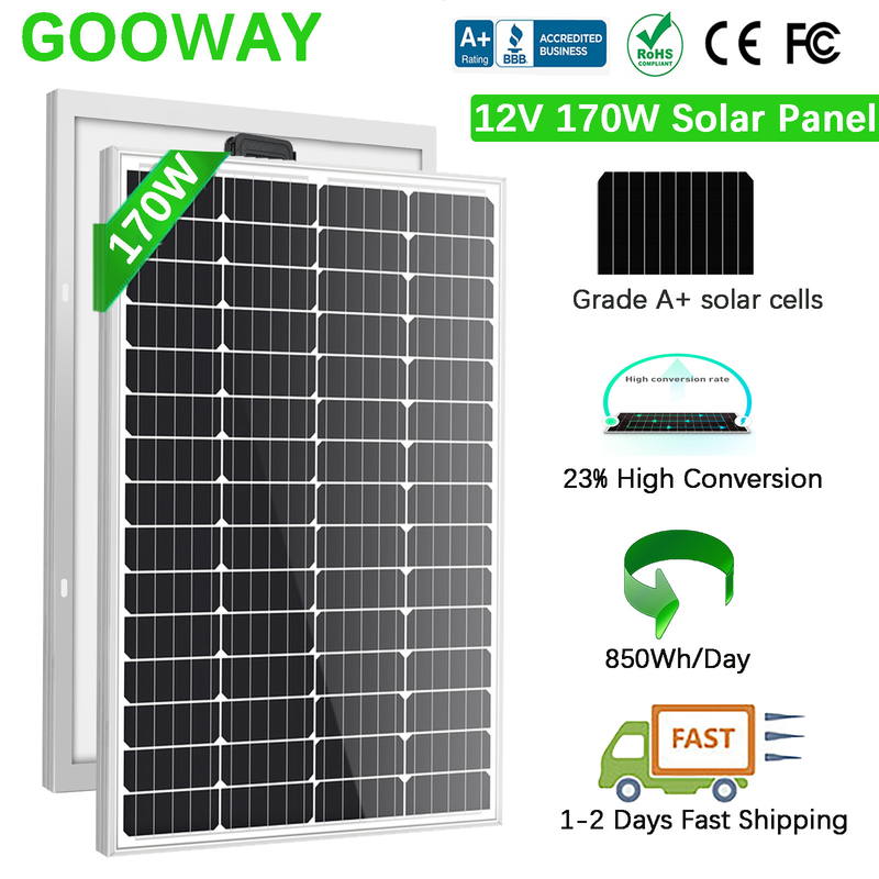 170w 200w Solar Panel 12v Mono Off Grid Battery Charger For Rv Boat Caravan Camp