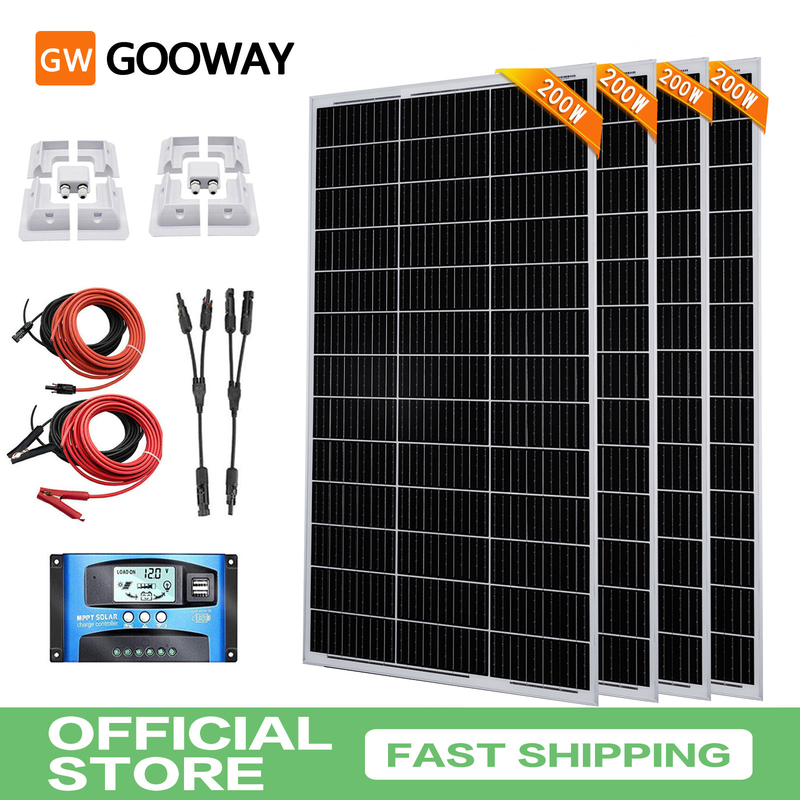 200w 400w 800w Solar Panel Kit 12v With Mounting Brackets Rv Caravan Camper Van