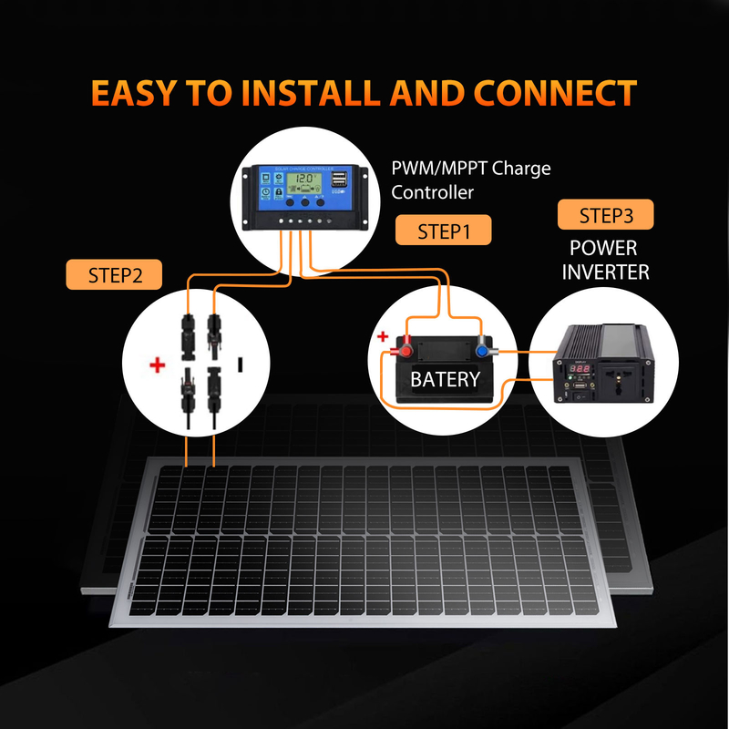 200w 400w 800w Solar Panel Kit 12v With Mounting Brackets Rv Caravan Camper Van