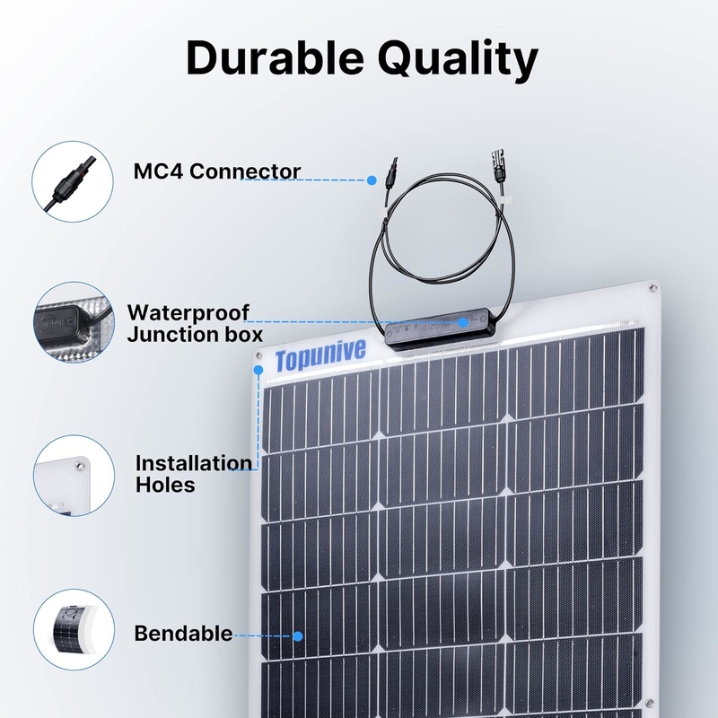 100w Flexible Solar Panel 12v For Caravan Rv Boat Cabin Home Camper Van Shed Uk
